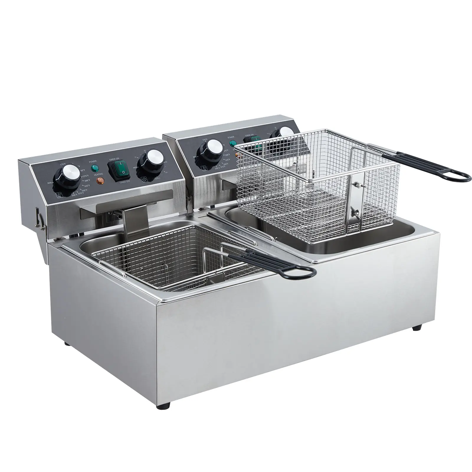 Commercial Deep Fryer with Basket - Large Capacity, Thickened Stainless Steel Construction, Countertop Electric Design, Adjustable Temperature Control for Restaurant and Home