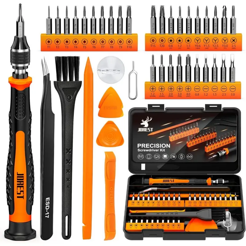 40Pcs S2 Steel Small Precision Magnetic Screwdriver Set with Torx T5-T6-T8, Tweezers, Cleaning Brush for Macbook, iPad, Kindle, Wii - Mini Repair Tool Kit for Sports & Outdoor Gear Maintenance, Ps5