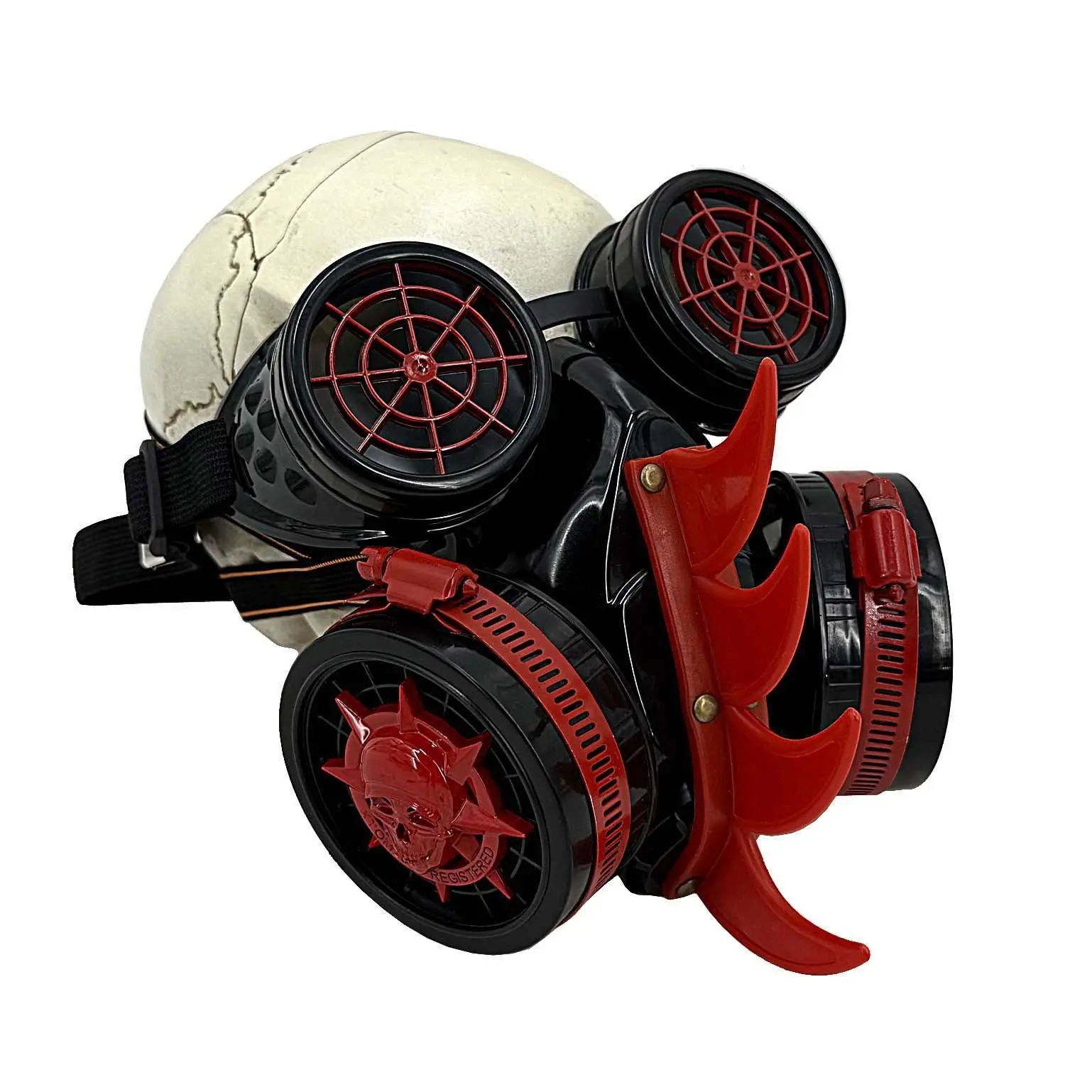 Unisex Cool Red Fire Skull Steampunk Gothic Gas Mask Goggles - Comfortable Mask Design, Lightweight Fashion & Clothes Accessory for Halloween Costume Props, Accessories, Themed Headwear