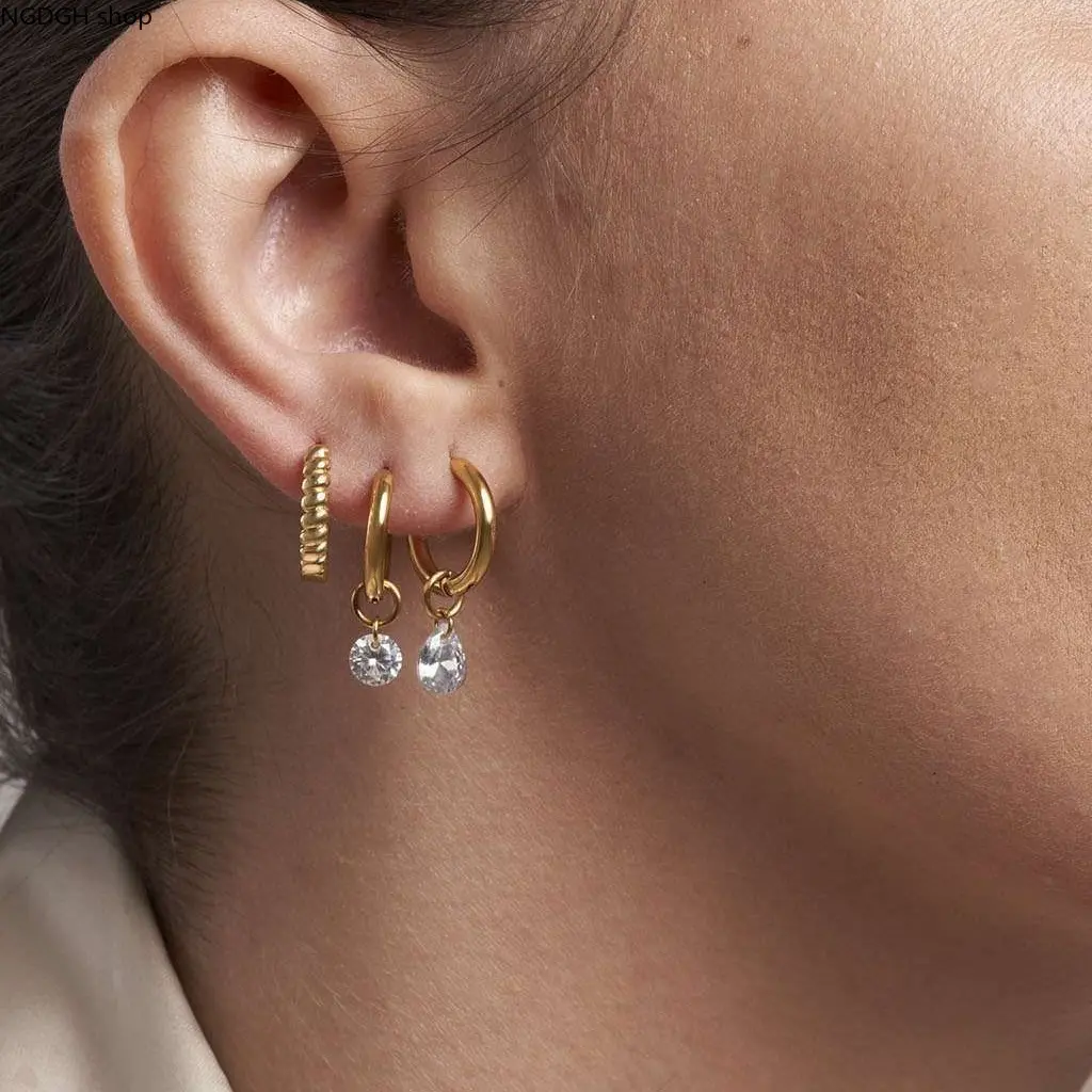 Dangle Earrings - Gold Silver Hoop Earrings Crystal Teardrop Dangle Lightweight Hypoallergenic Statement Drop Daily Wear Party Jewelry Accessory Women