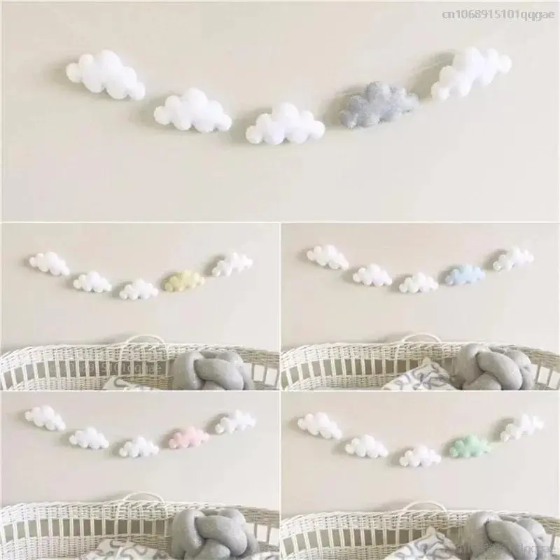 Nordic Wall Hanging Ornaments Nursery Decor Felt Cloud Garlands String Baby Kids Room Decoration Party Banner Photo Props북유럽 아기방