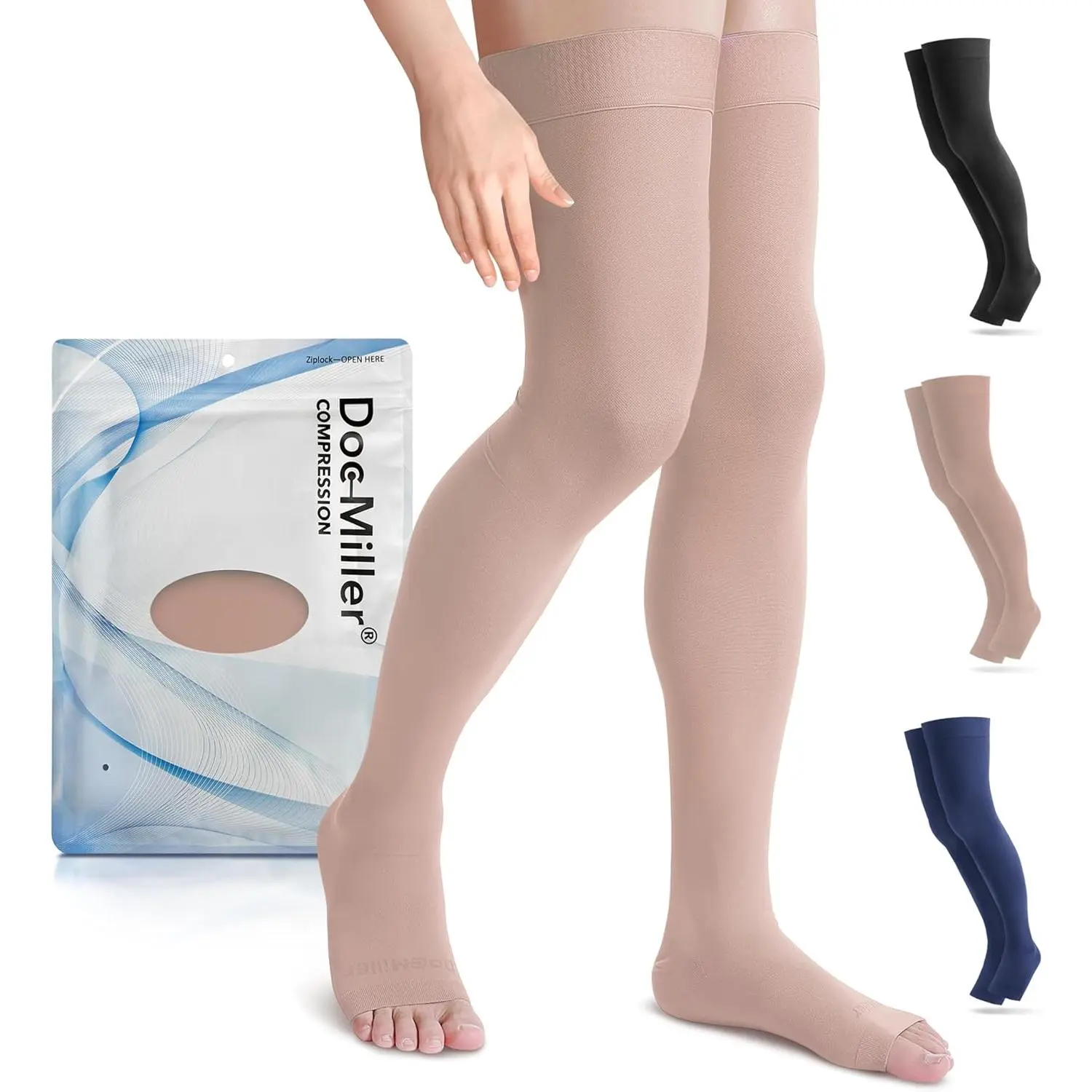 Unisex 15-20mmHg Open Toe Thigh High Compression Stockings for Maternity Varicose Veins Support (Baby & Maternity Accessory), Healthcare