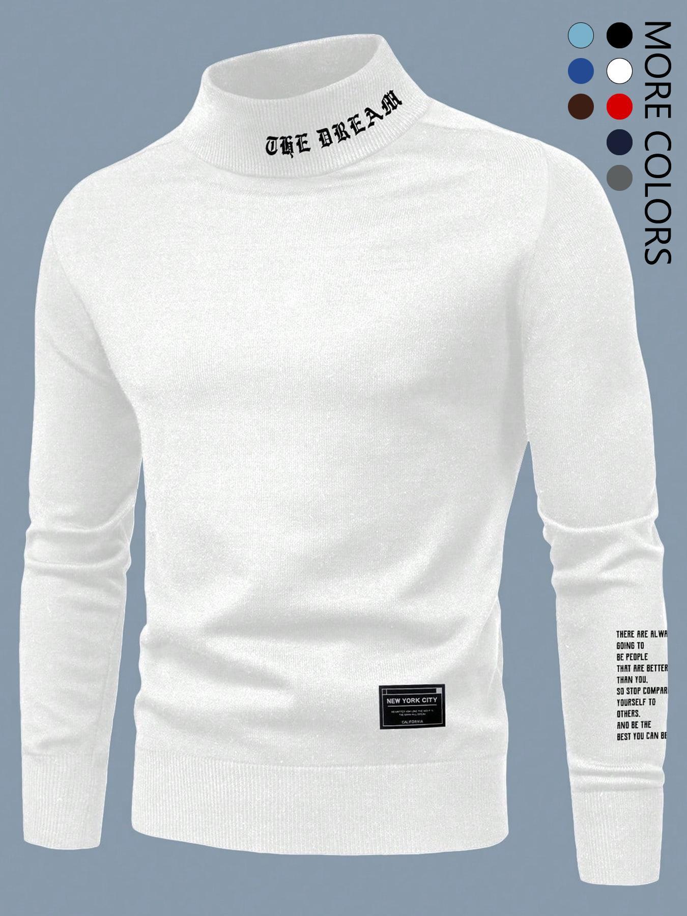 Men's Letter Print Stand Collar Sweatshirt Sportswear, Regular Fit Casual Sporty Design Long Sleeve Pullover for Fall & Winter, Men's Clothes for Daily Wear More