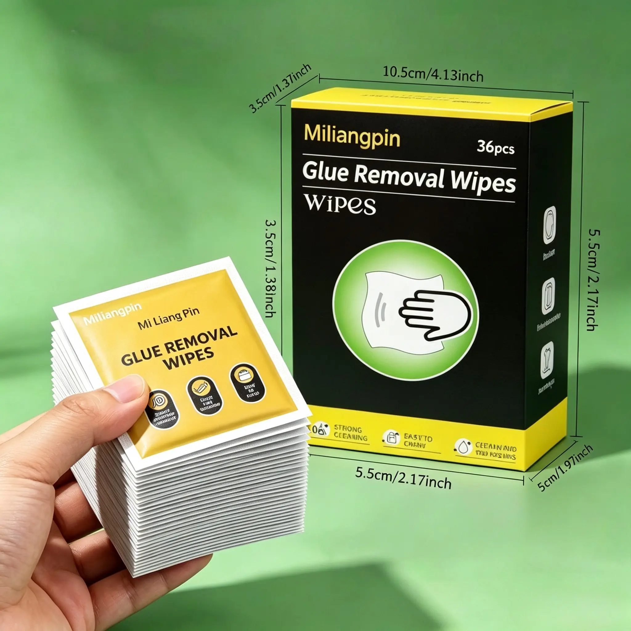 Disposable Adhesive Cleaner Wipes, Remove Tape, Sticker, Price Tag Glue Quickly, Compact Packs for Car, Office, Outdoor Use