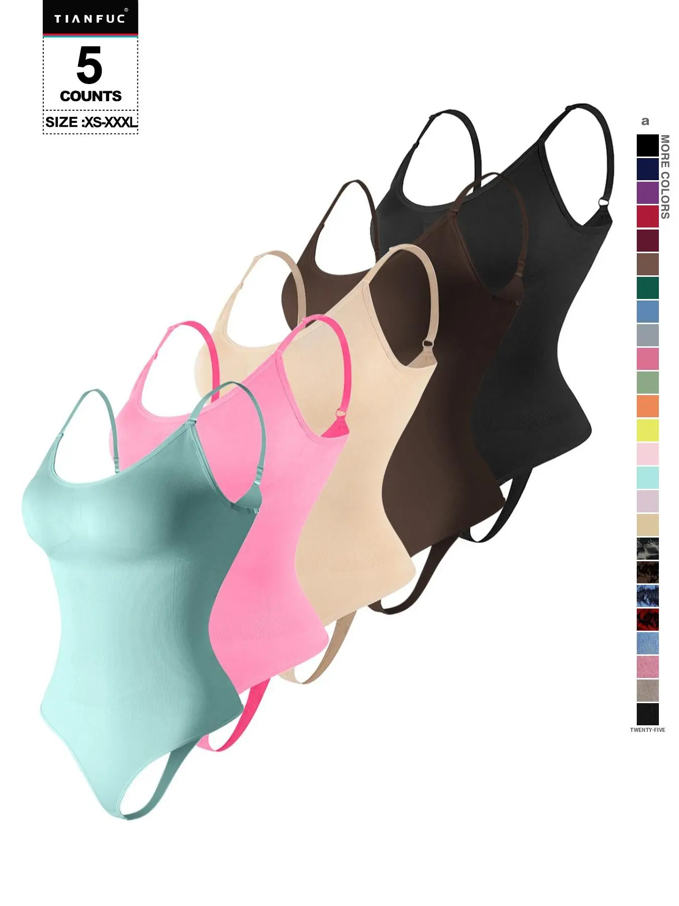 Seamless Bodysuit Shapewear for Women, Tummy Control Hourglass Body Shaper, Adjustable Strap Snatching Waist Camisole Top, Casual Style