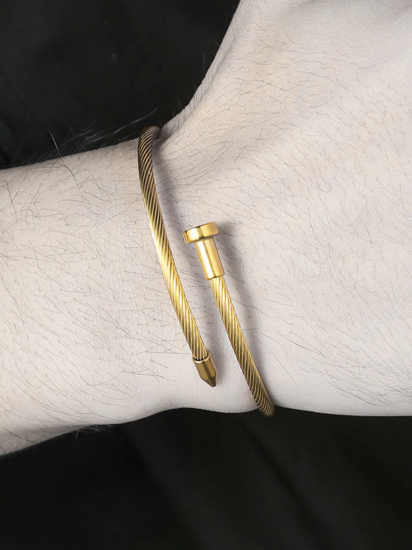 Street Style Stainless Steel Twist Bracelet, Adjustable Open Design, Gold Silver Colors, Perfect for All Occasions, Gift Idea