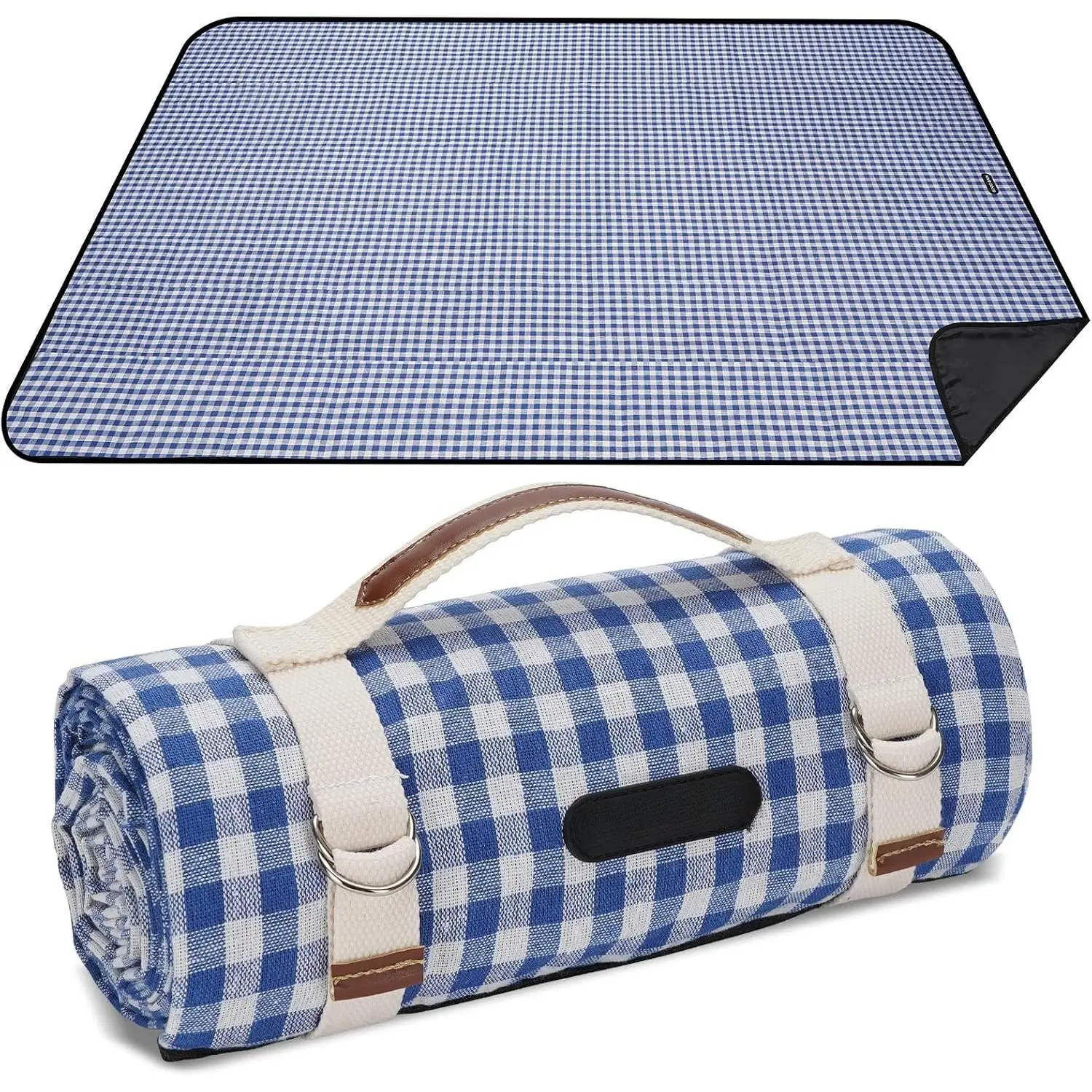 Picnic Outdoor Blankets  Lare - Beach Mat Sand Free Foldable with Carry Strap | Portable Campin Blanket | Park Blanket for rass Park, Hikin, Travel, Concerts, Indoor (Blue)