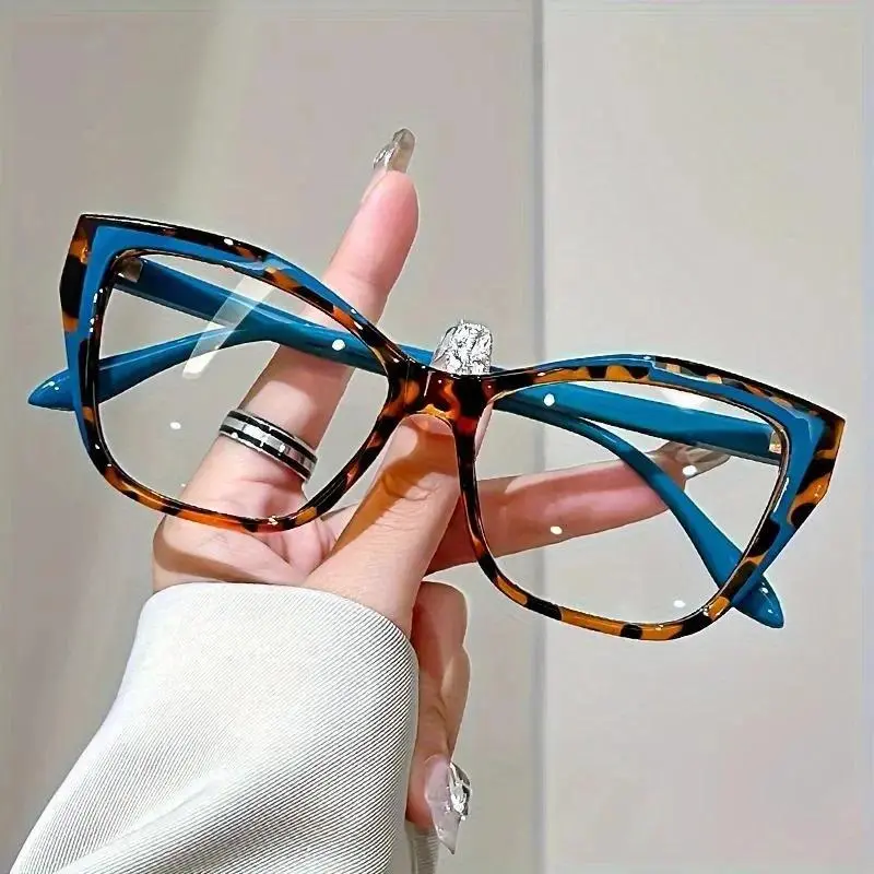 Women Elegant Cat Eye Reading Glasses, Color Block Anti Blue Light Vintage Eyewear, Lightweight Prescription Strength 1.0~4.0, Casual Travel Summer Outdoor Glasses For Men Women