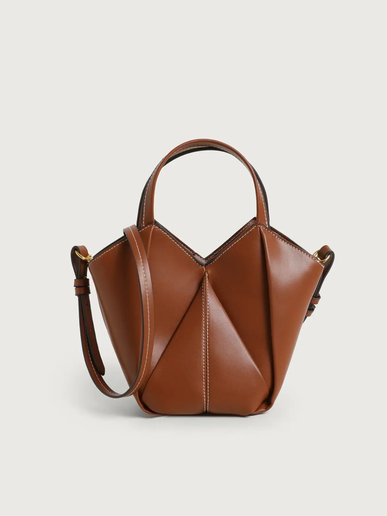 French Vintage Geometric Origami Tote Bag, Unique Design Folded Patchwork Handbag, Versatile Crossbody Commuter Women's Bag