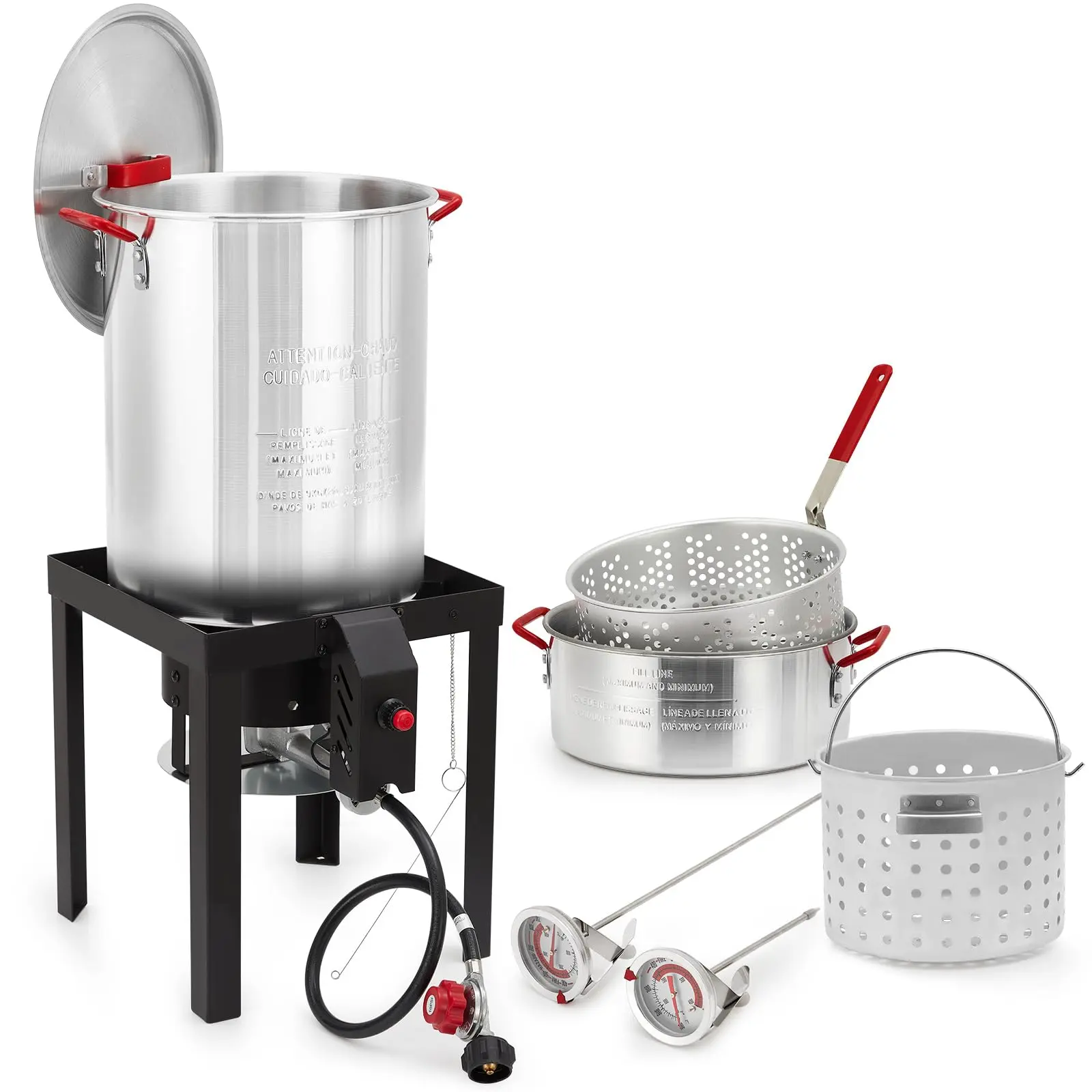 High Output Propane Deep Fryer Combo Kit – 30Qt Aluminum Turkey Fryer & 10Qt Fish Fryer – 50,000 BTU Cast Iron Igniter, Pot with Basket, 10 PSI Controller – Seafood Boil, Crawfish, Shrimp, Crab – Outdoor, Camping, Backyard, Barbecue