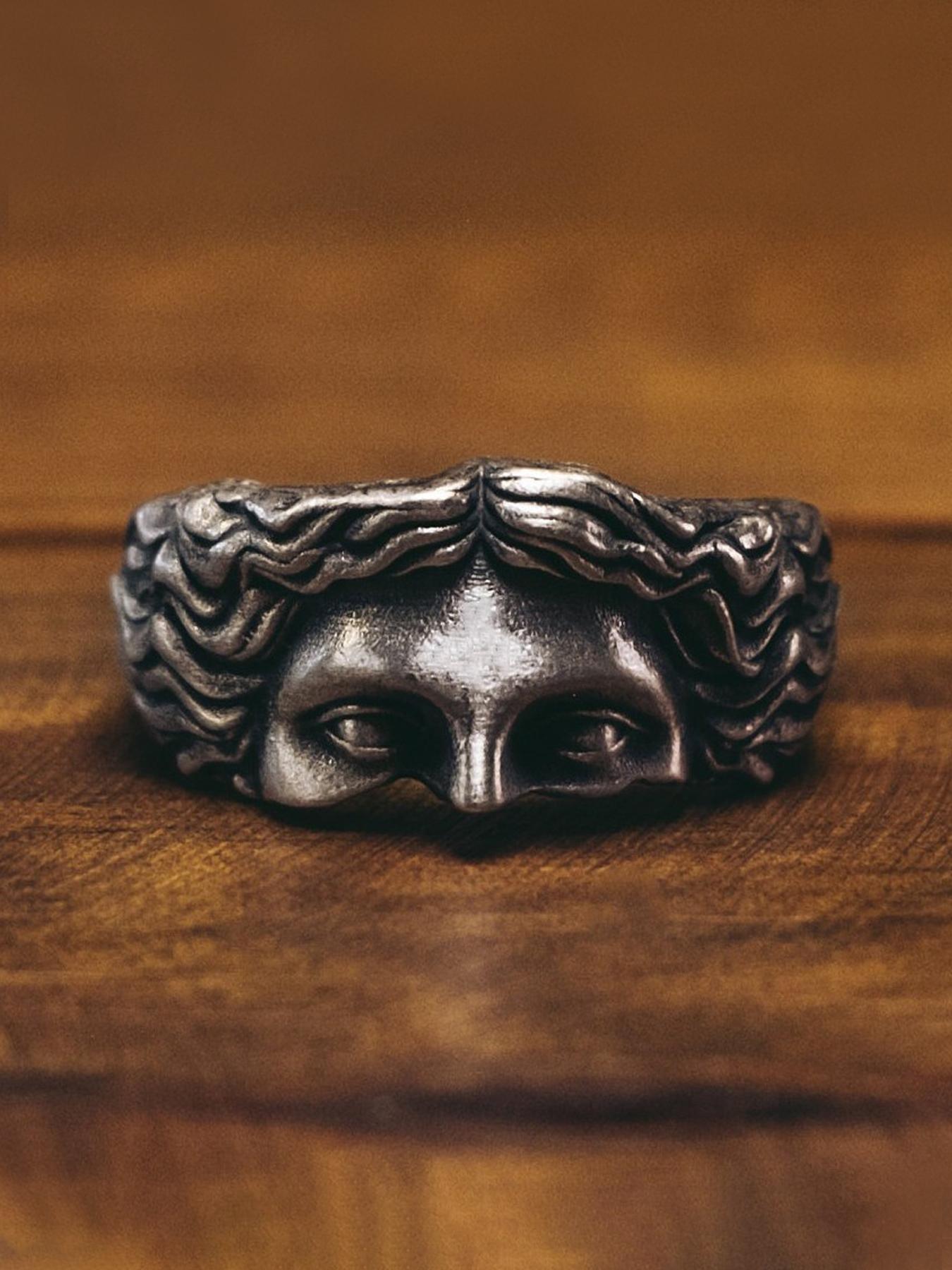 Vintage Mask Design Ring, Statement Ring, Punk Style Ring for Men & Women, Fashion Jewelry for Party, Daily Clothing Decor, Trendy All-match & Exquisite Jewelry for Birthday Gift