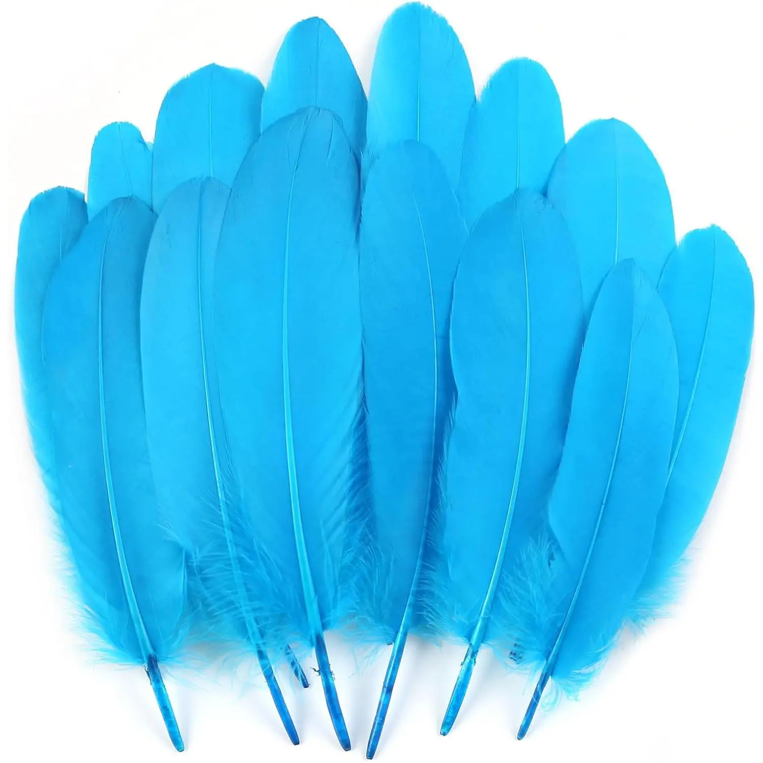 120pcs Aqua Blue Goose Feathers Natural Bulk 6-8 inch 15-20cm for Crafts DIY Cosplay Wedding Party Halloween Decoration Goose Nagoire Feathers