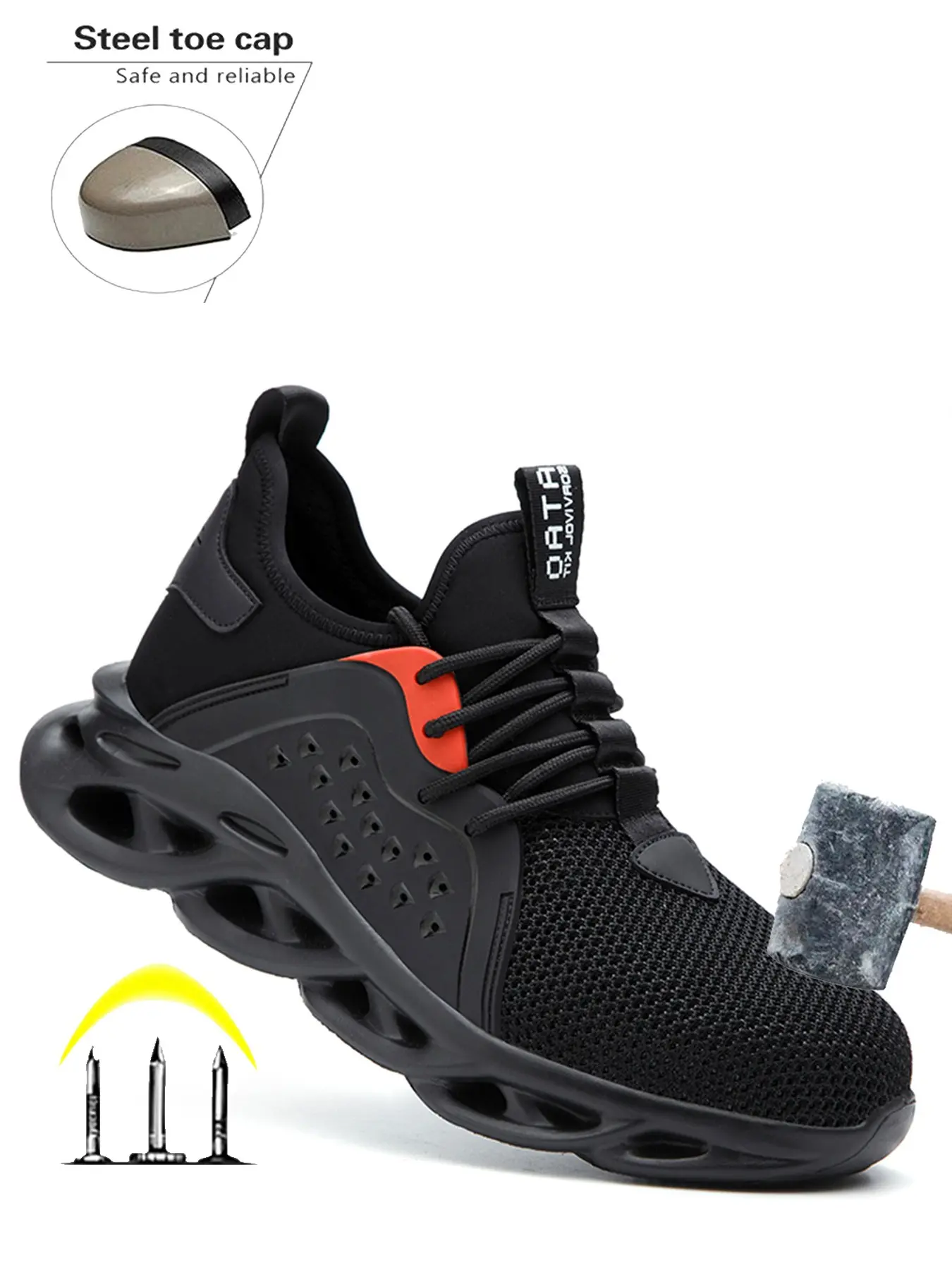 Men's Steel Toe Safety Shoes, Lightweight Comfortable Work Boots, Anti-Puncture Anti-Compression, Fashionable Durable Construction Warehouse Shoes, Work Safety Footwear