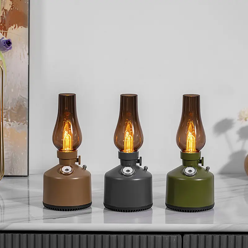 Vintage Kerosene Style Table Lamp USB Rechargeable Portable Aroma Diffuser Humidifier, Retro Decor Scent Mist Maker For Living Room Desktop Household Indoor Use