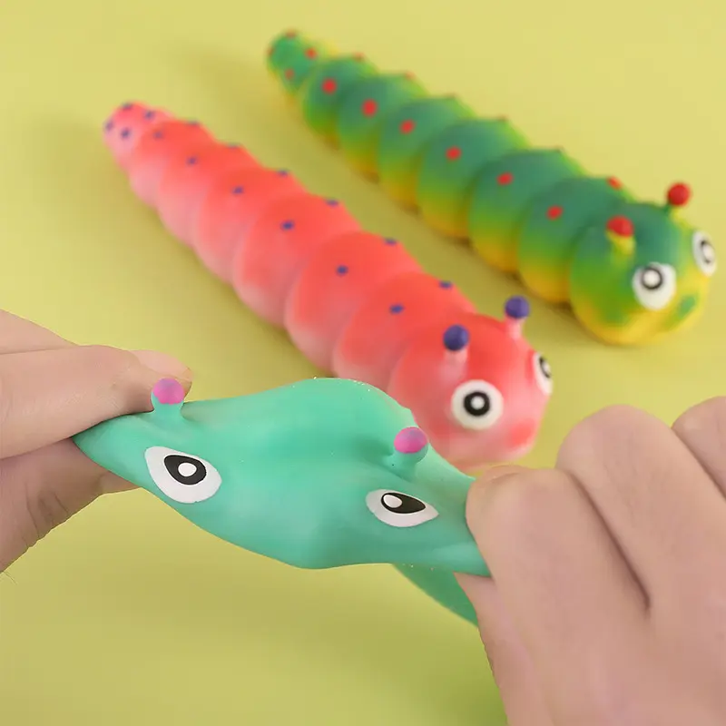 New stress-relief caterpillar toy, deformable and stretchable colorful caterpillar, creative TPR soft rubber children's toy