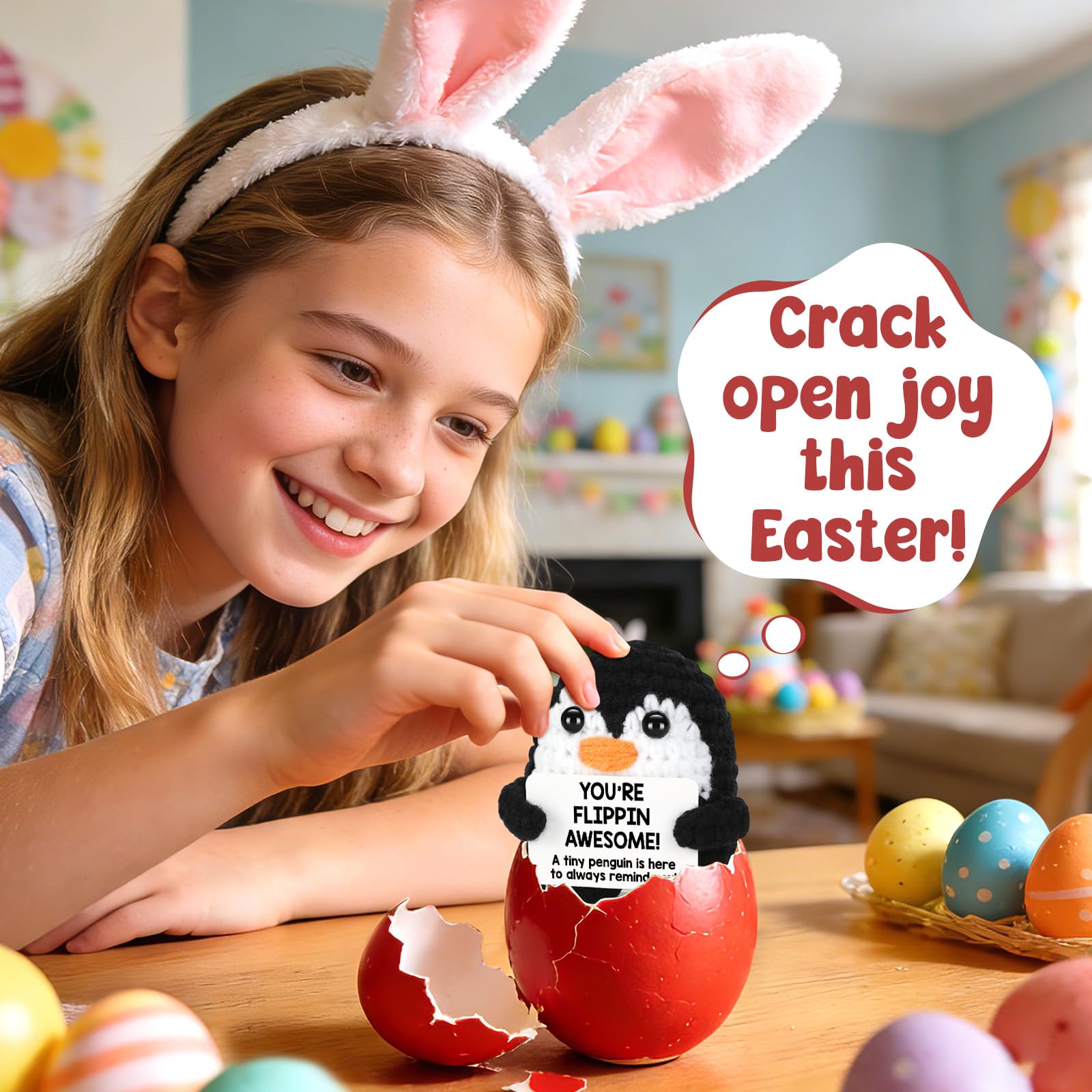 Kawaii Handmade Knit Penguin Stuffed Animal, Soft Plush Stress Relief Toy for Relaxing Mood, Tiny Cute Bag Pendant Keychain Backpack Decor, Perfect Gift for Christmas Birthday Mother’s Day Father’s Day Graduation, Lovely Home Office Nursery Party Decorati