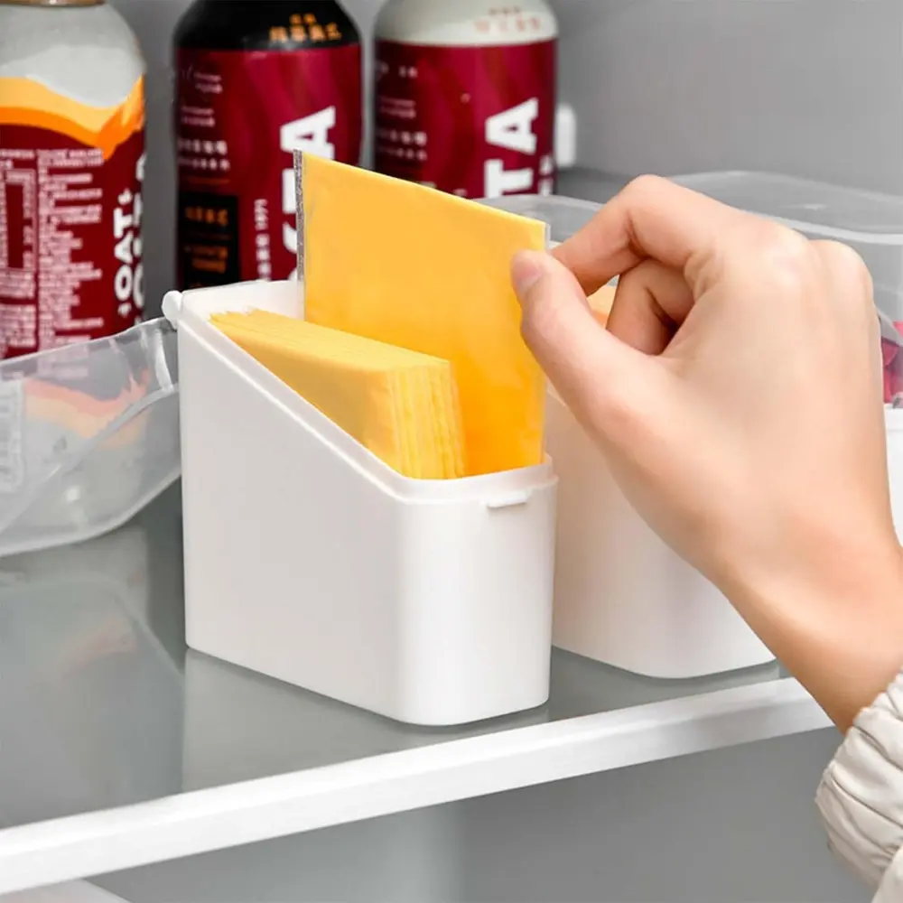 Sliced Cheese Container for Fridge, 2/4 PCS Cheese Storage Box with Flip Lid Plastic Cheese Keeper Cheese Saver Holder