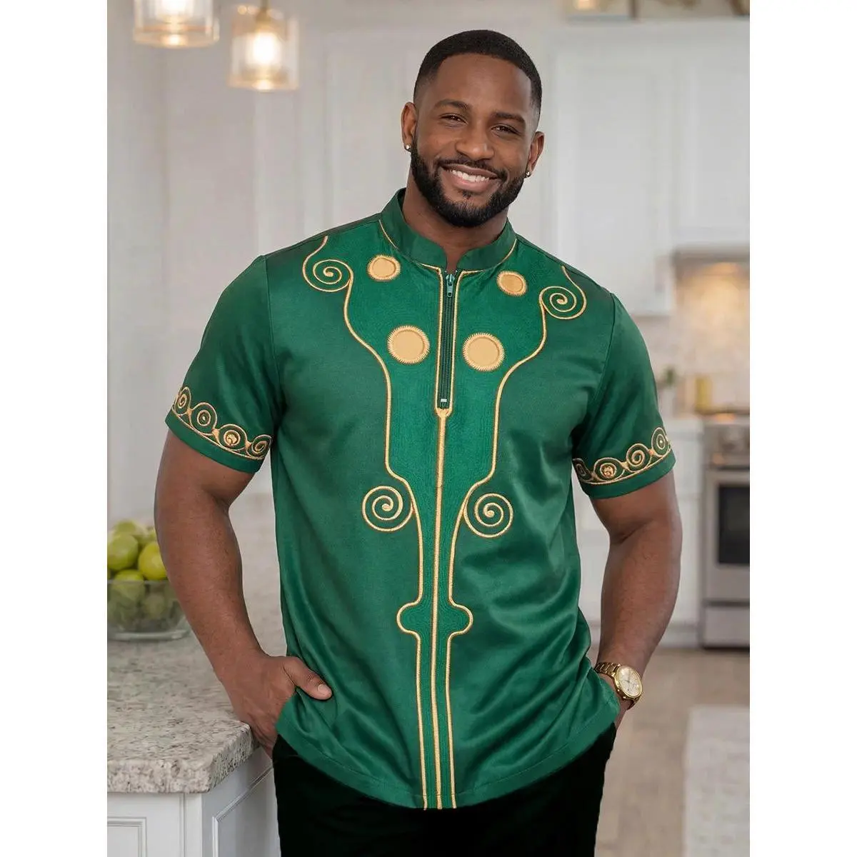 Men's African Print Dashiki Clothing Set - US/UK Standard Sizes, Plant Motifs, Traditional Fashion Robe & T-Shirts (2026 Collection)
