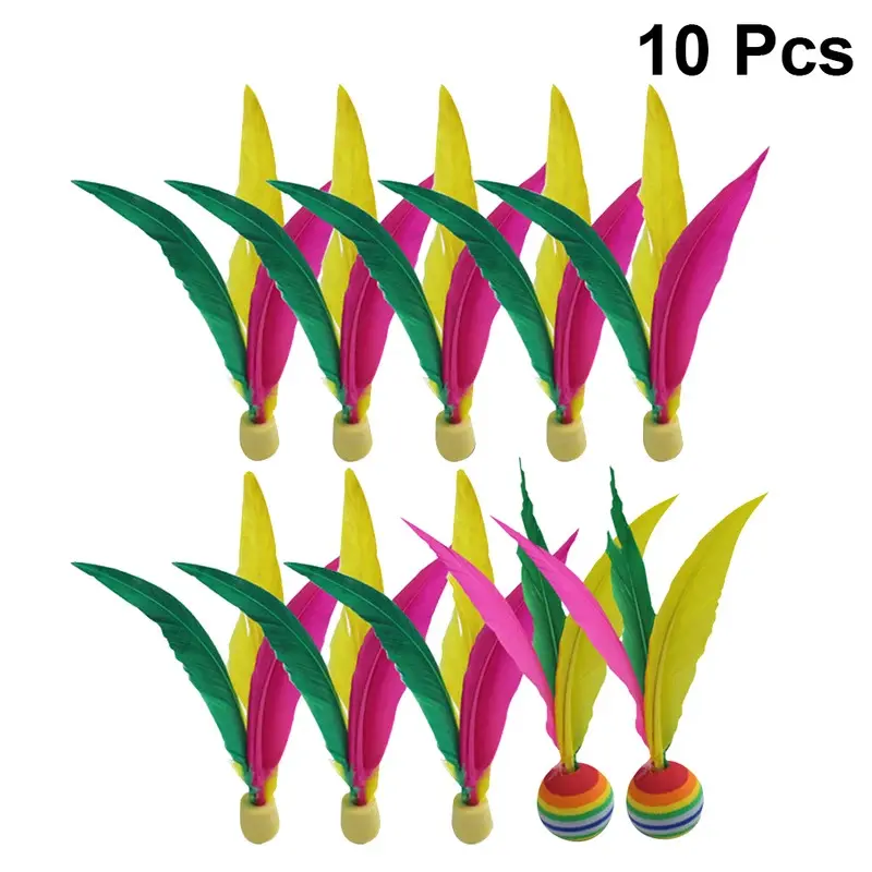 10PCS Assorted Outdoor Badminton Set - 14x3x3cm Rubber & Feather Shuttlecocks, Lightweight Easy-to-Use Stress Relief Classic Toy for Beach, Schools, Long Lasting Use All Ages Fun