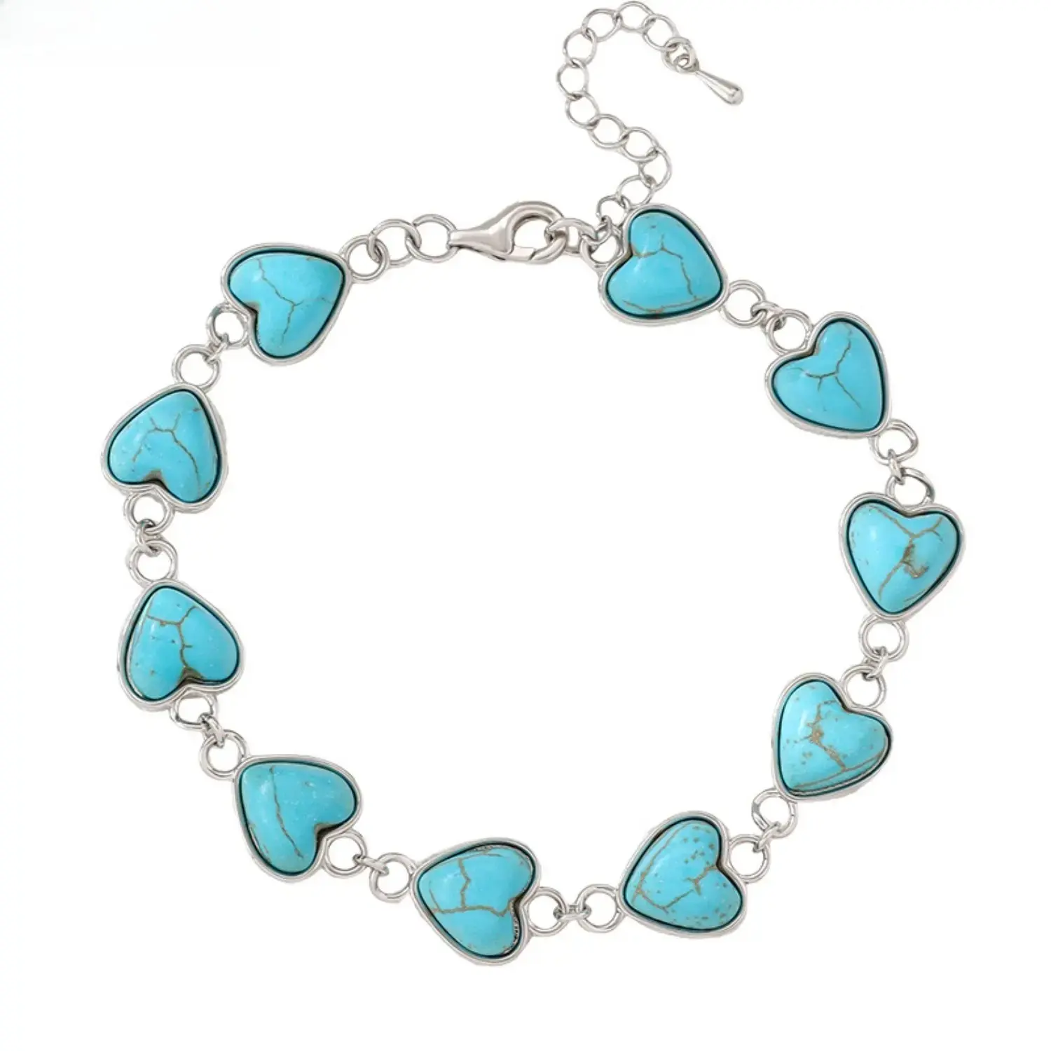 Natural Turquoise Bracelet – Handmade 925 Sterling Silver Gemstone Bracelet for Women
