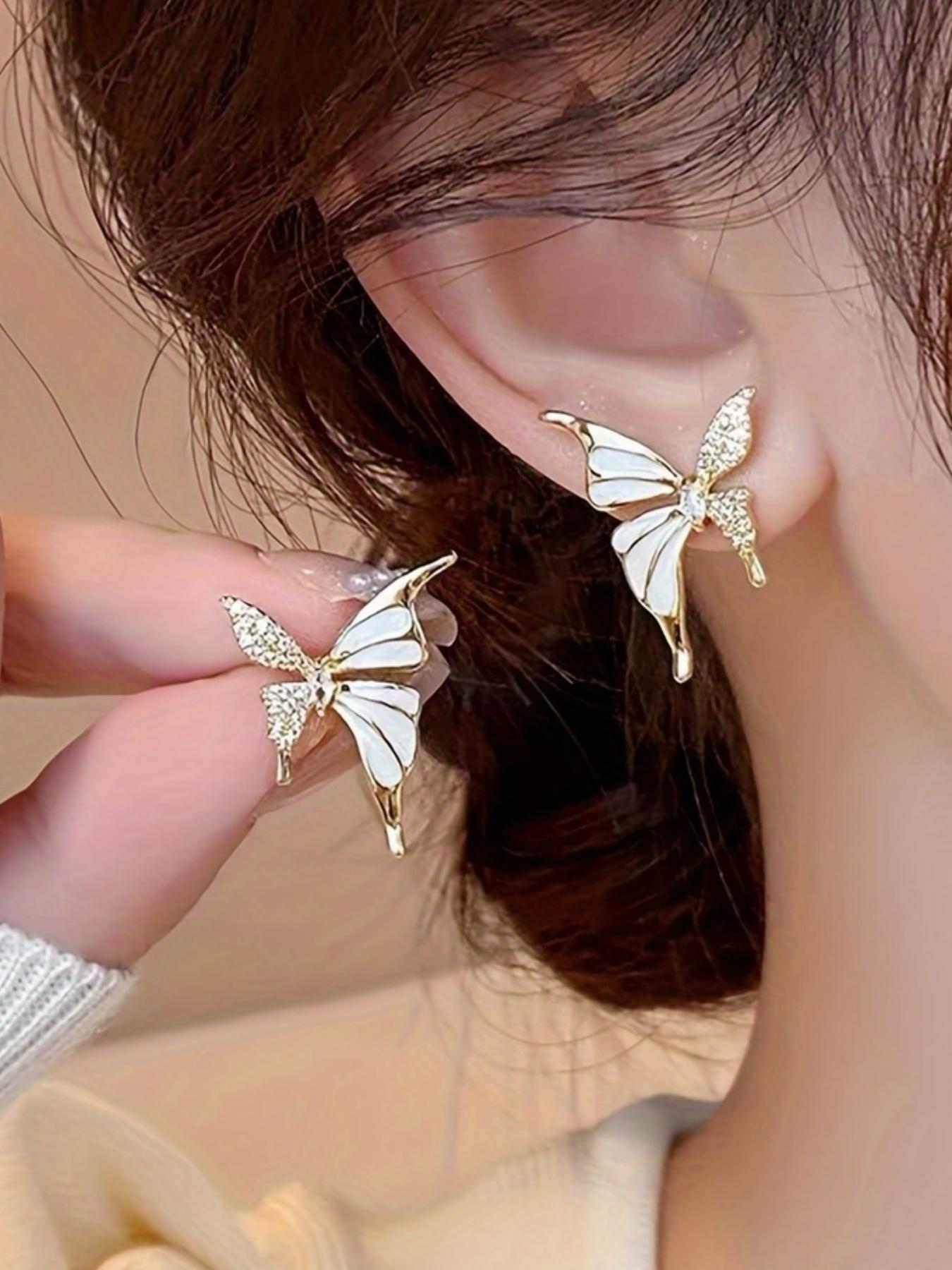 Fashion Butterfly Design Rhinestone Decorated Earrings, Stud Earring, Dainty Fashion Jewelry, Elegant Jewelry for Party, Daily Clothing Decor, Trendy All-match & Exquisite Jewelry for Birthday Gift, Fashionable Jewelry