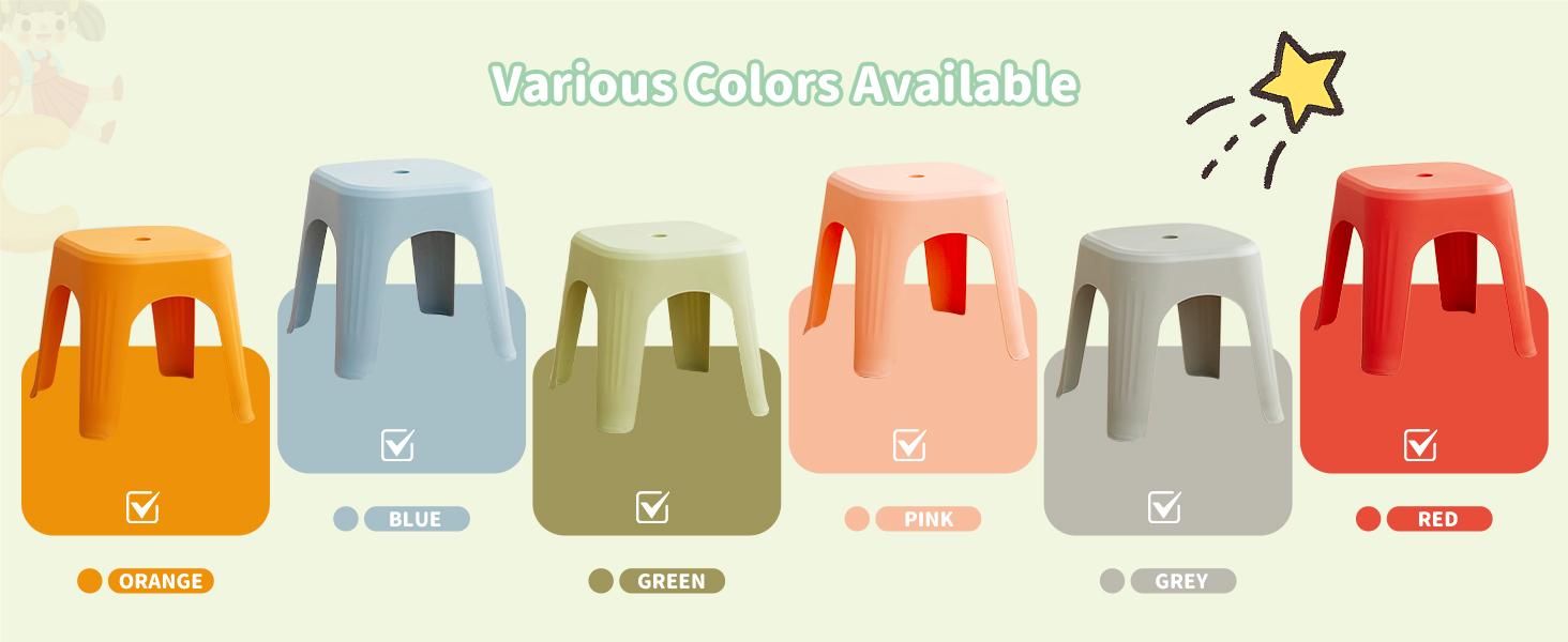 School Plastic Stackable Stools, 11.8 Inch Height Colorful Nesting Stools, Portable Backless Stool for Classroom Students, Flexible Seating Chairs for School Home Office, 12 Pack