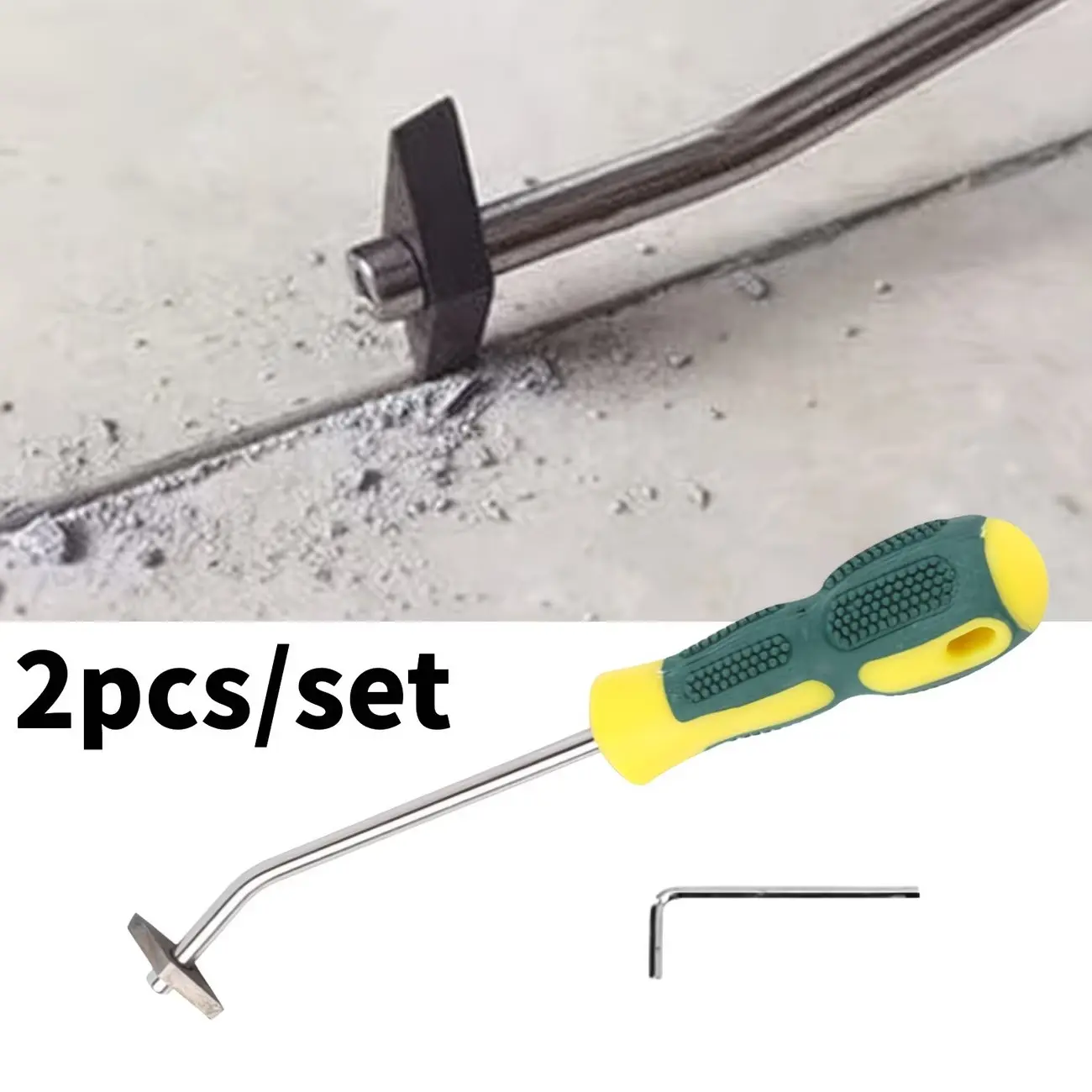 2 Piece Tile Grout Cleaning Tool Set, Manual Tile Grout Cleaner, Floor Wall Seam Cement Remover, Handheld Grout Scraper Kit