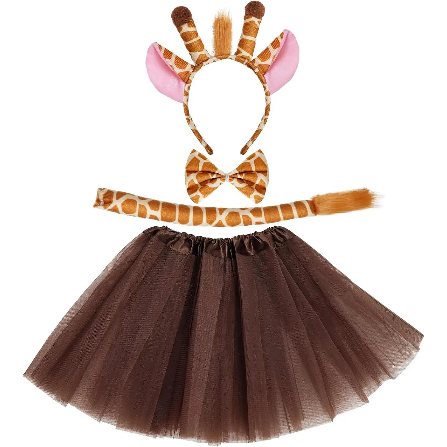 Marrywindix Khaki Giraffe Costume Tutu Set Animal Fancy Dress Costume Kit Halloween Party Dress Up Accessories