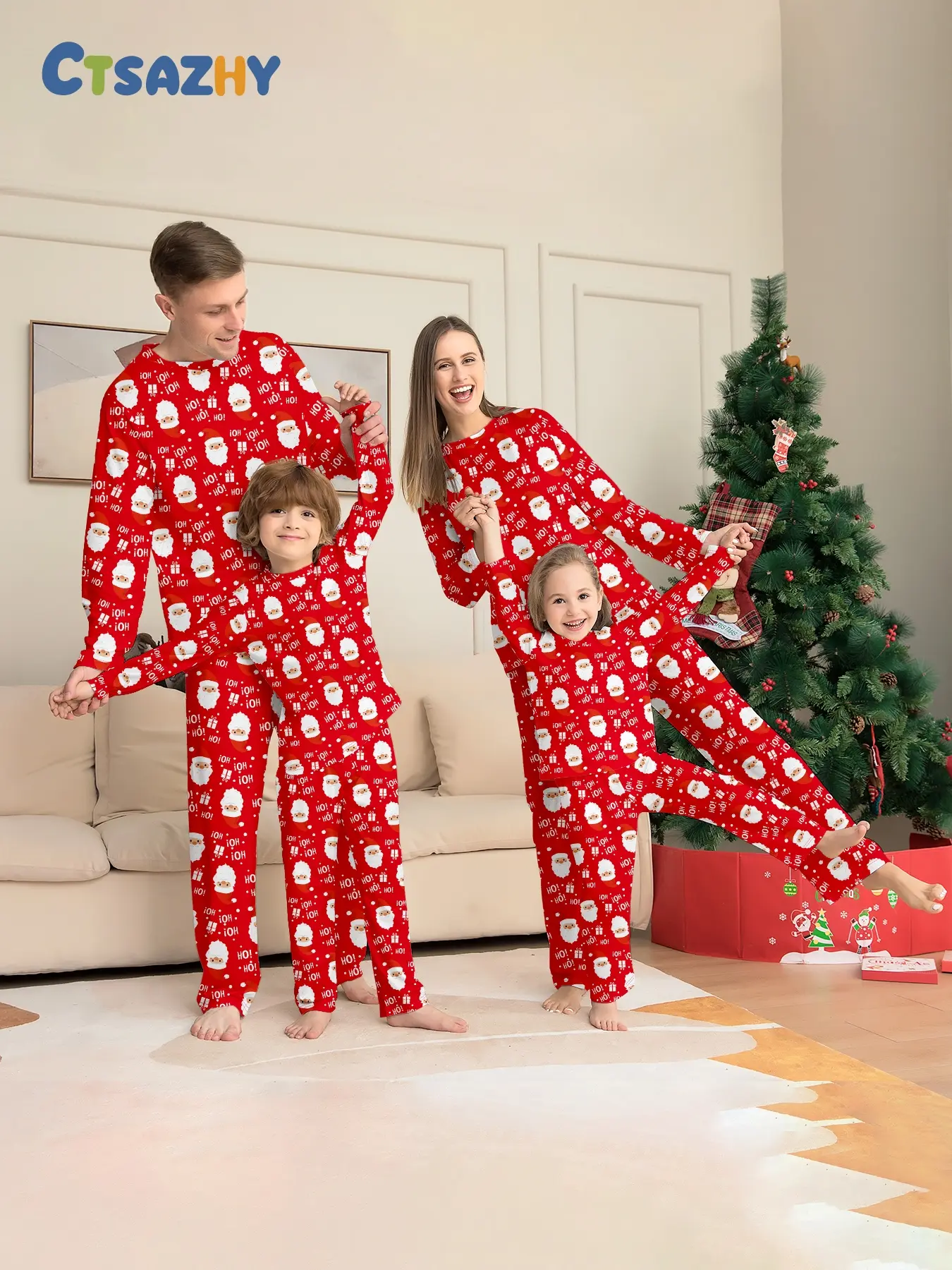 Christmas EIk Famly Matching Pajamas Set 4 Pcs Long Sleve Rd Xmas Printed Sofit Warm Loungeweas Holiday Family Sleepwear for Men Women Kids Chistmas Gif Outft