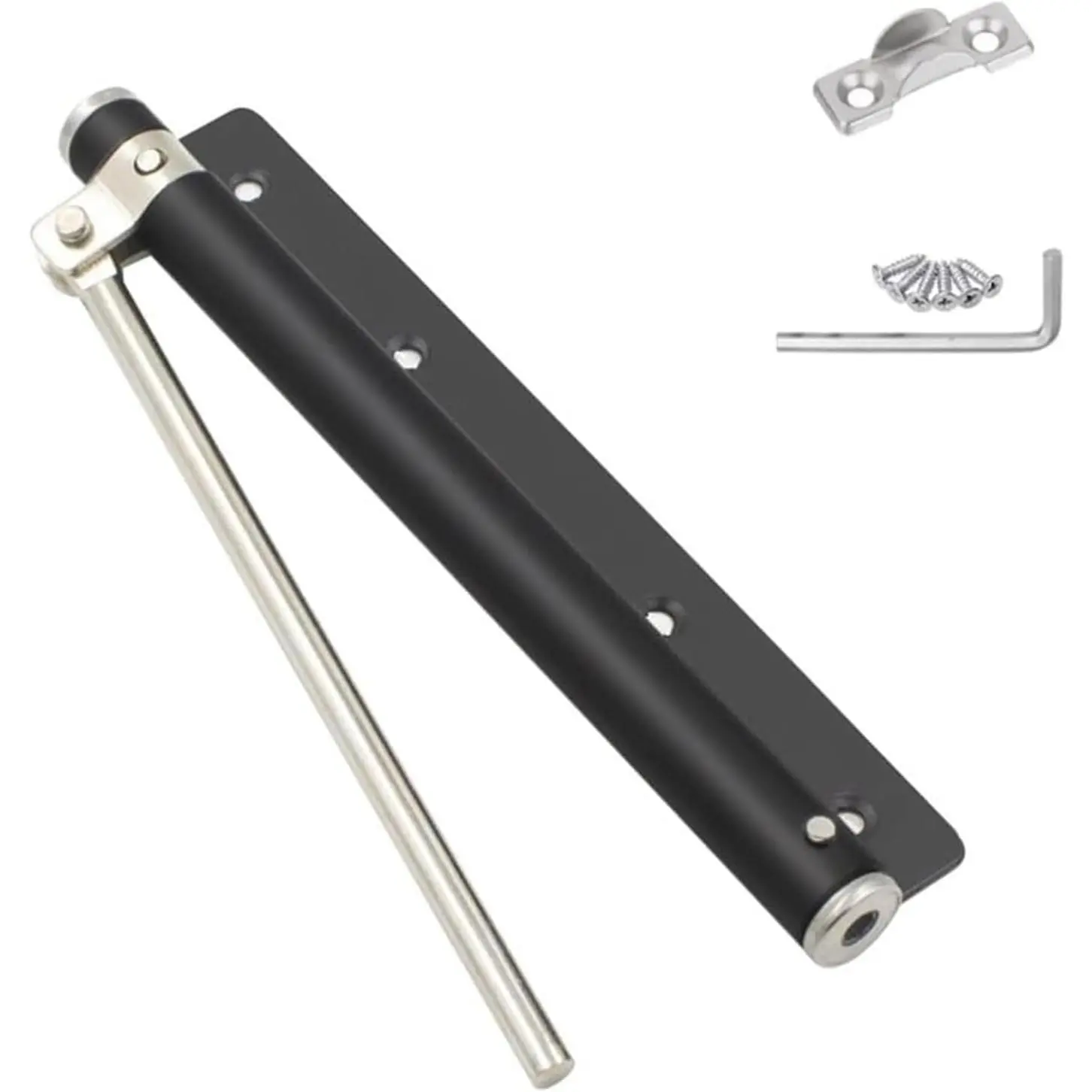 Internal Spring-Loaded Stainless Steel Self-Closing Door Closer Full Kit - Adjustable Arm, Left/Right Hand Compatible, Internal Mount for Interior Doors (Fitness & Exercise Machine Accessory)