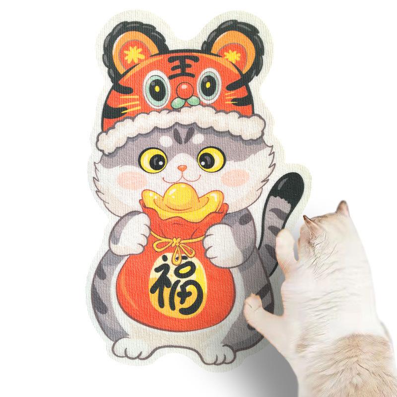 Self-Adhesive Cat Scratching Board, Polyester Material, Cute Cartoon Playful Design Climbing Pad, Furniture Wall Scratch Protector, Small Cat Claw Decoration