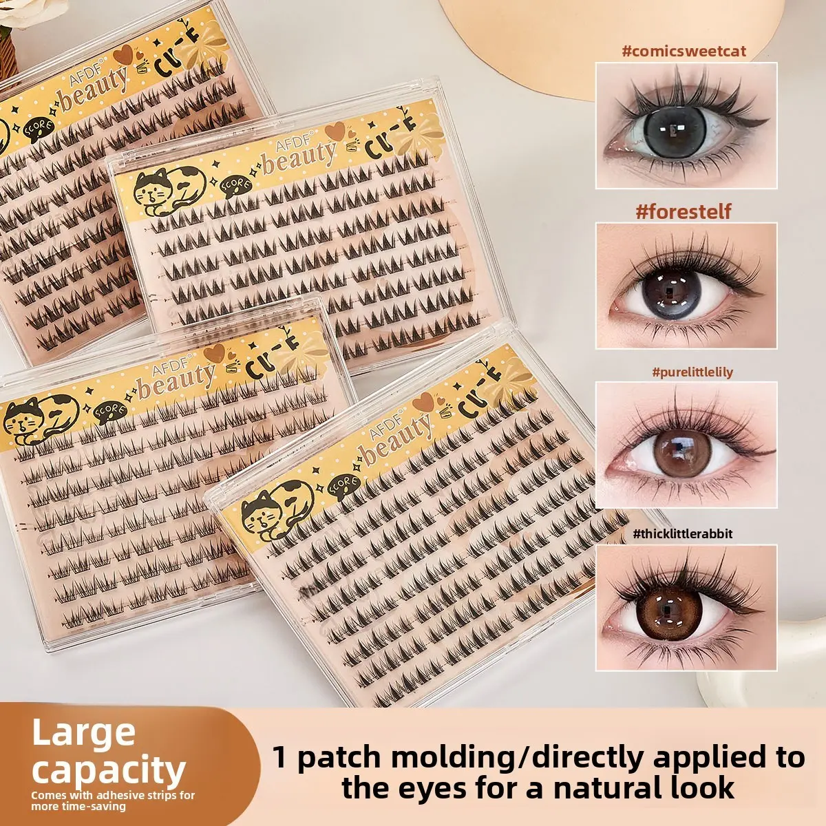 Large Pack Glueless Self-Stick Elf Wild Cluster Lashes, Natural Fluffy No Need Remover Eyelashes, Easy Wear For Daily Beginners