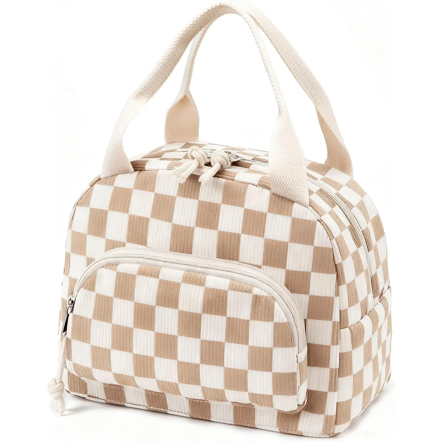 Lunch Bag Women Lunch Box for Women Adult Cute Insulated Lunch Bag Small Cooler Lunch Tote Bags for Work Picnic Travel (Beige-Brown )