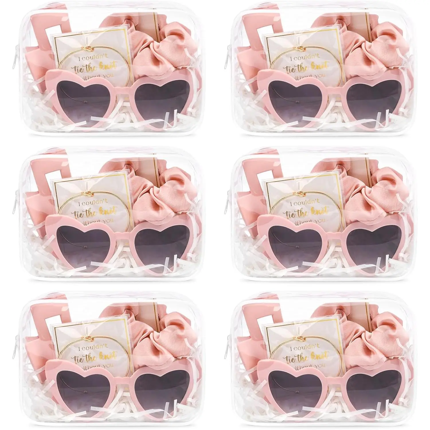 30 count Bridesmaid Proposal Bag Set  Clear Makeup Toiletry Bag Bachelorette Party Favors Sunglasses Hair Claw Clips Scrunchies Knot Bracelets Bridal Wedding Party Gifts ()