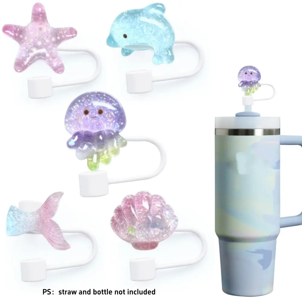 5-Piece Ocean Style Silicone Straw Covers for 30oz & 40oz Tumblers – Dust-Proof, Reusable Tips for Hikers, Campers & Commuters | Perfect Christmas, Mother’s Day or Holiday party Gift, Tumbler Accessories