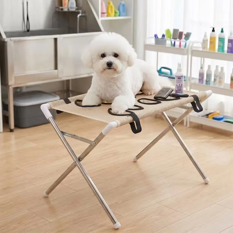 Eight-Hole Multi-Functional Pet Grooming Solution, Foldable Pet Grooming Hammock with Stable Frame and Quick-Dry Net, Ideal for Cats and Small Dogs
