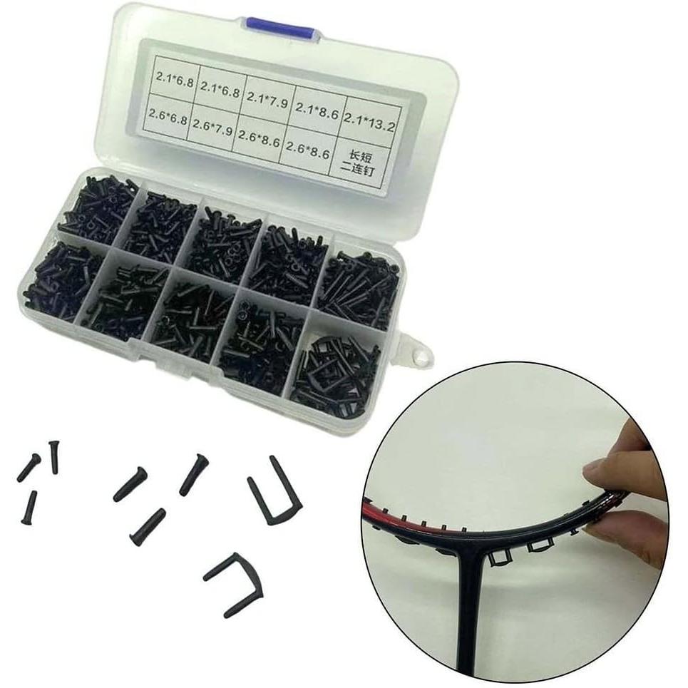 1 Box Badminton String Protector Set, Multi-Size Racket Replacement Grommets Tool for Repair