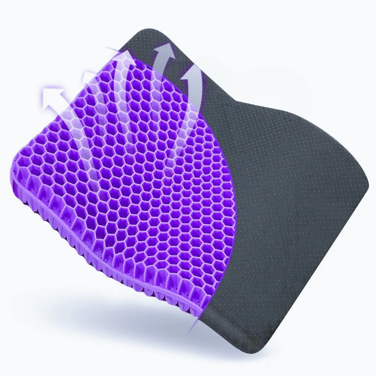 Large Gel Seat Cushion for Long-Time Sitting, Soft and Breathable, Excellent Support, Reduces Sweat, Ideal for Wheelchairs and Office Chairs, with Cover, Gel Material Cushion