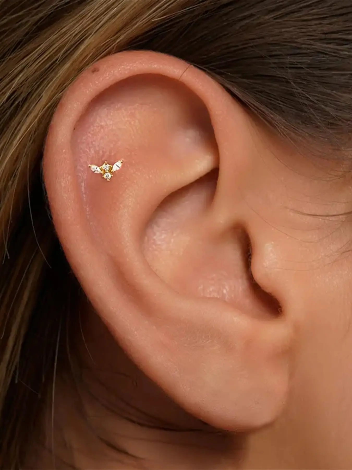 1PC 925 Sterling Silver Classic Marquise Cubic Zirconia Flat Back Stud Earrings Ear Cartilage Studs Hypoallergenic Cartilage Helix Tragus Lobe Piercing Jewelry Suitable For Women For Daily, Dates, Vacation, Wedding, Party, Holiday Gift