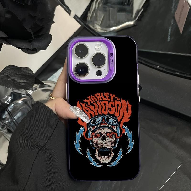 Harley - D Pattern Case For Iphone 17 Pro Max 17 Air 16 / 15 / 14 / 13 / 12 / 11 Pro Max Xr Xs E Plus Retro High - End Shockproof Drop Screen Protection Cute Durable Pc Smartphone Cover
