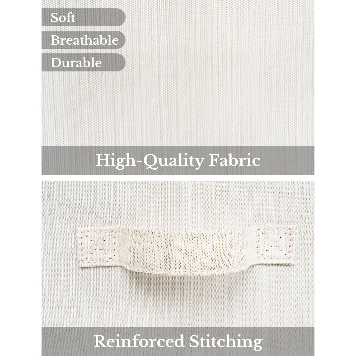 3-Pack Trapezoid Fabric Storage Bins with Handles, Foldable Closet Organizer Baskets for Shelves, Large Clothes Boxes in Mixed Beige, White & Ivory