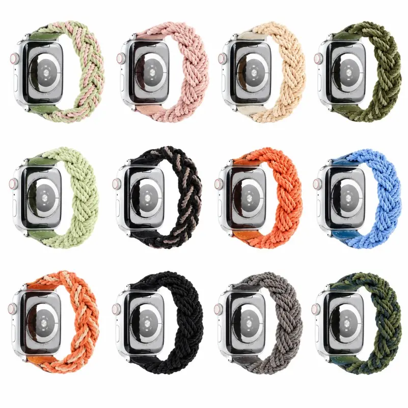 Stretchy Cable Watch Band with Dragon Detail, Twisted Braid Synthetic Rope Bracelet Strap for Women Men, Smartwatch Accessories, Wearable