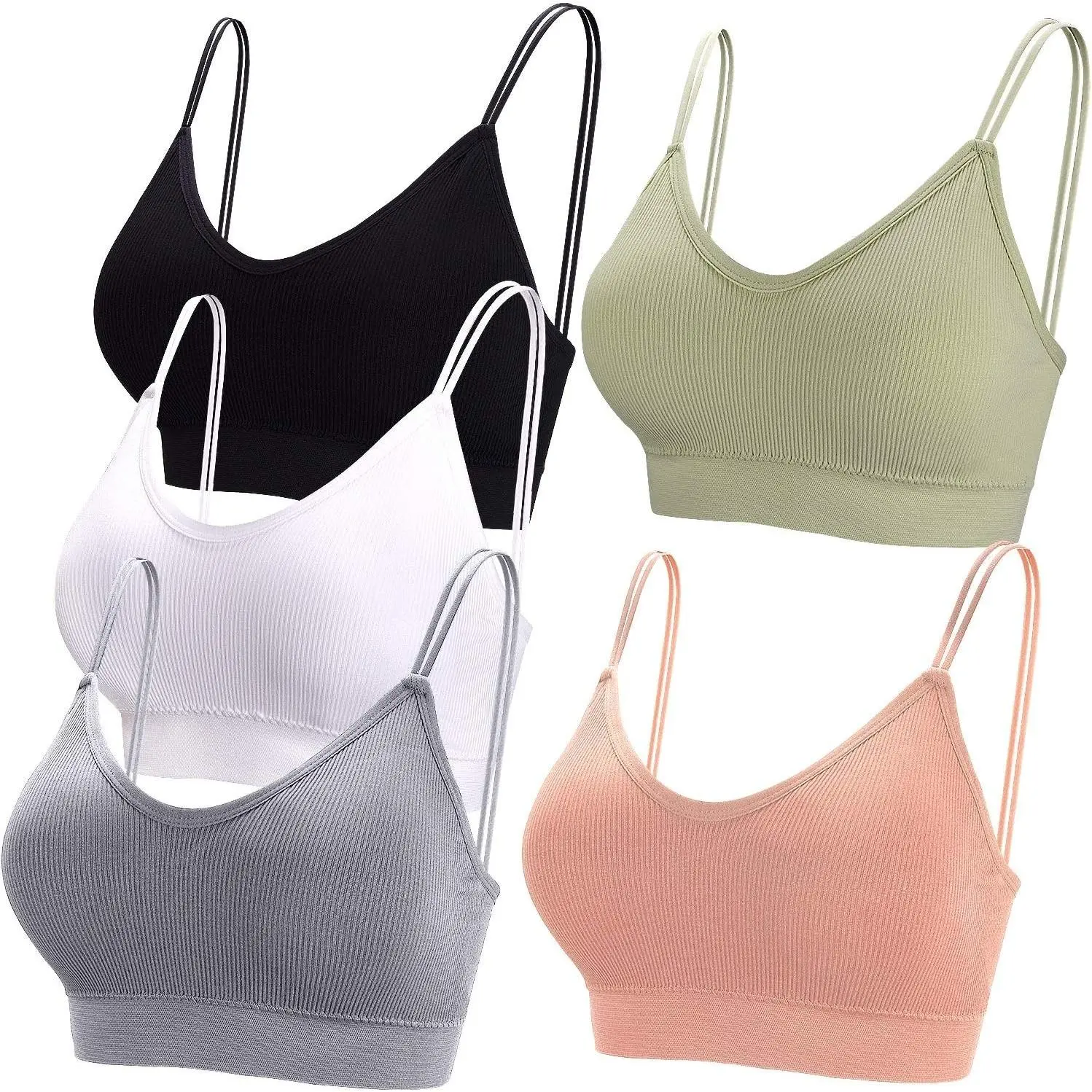 5 Pcs V Neck Tube Top Bra Padded Camisole Bra for Women Seamless Bralettes