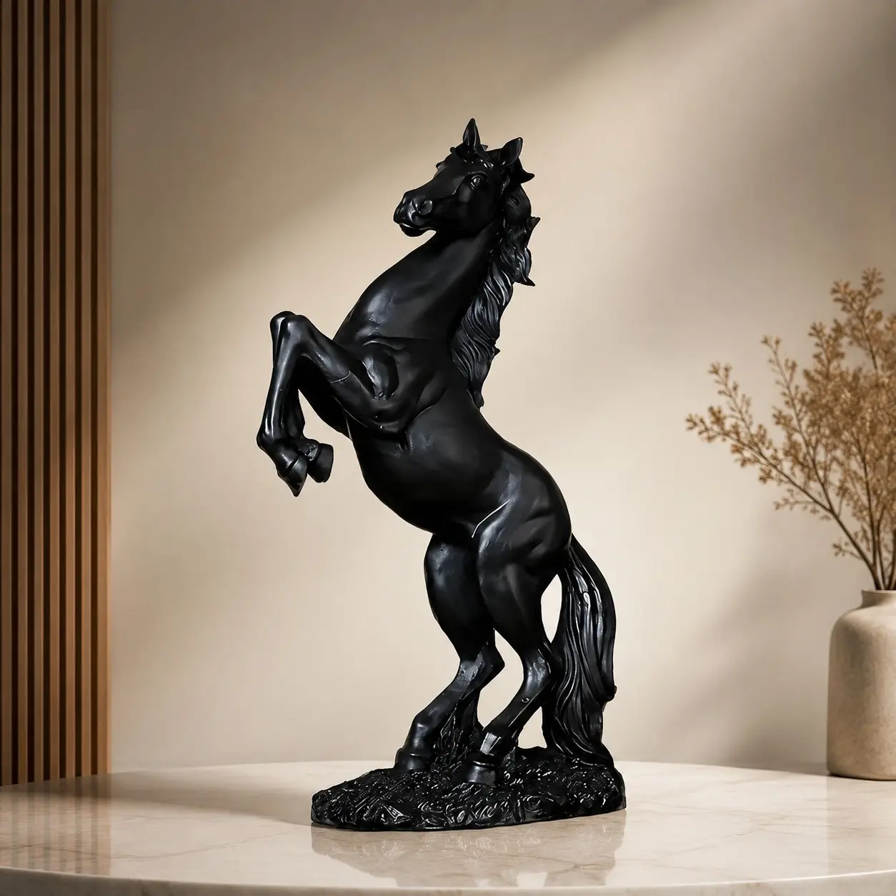 Black Rearing Horse Statue, Modern Resin Stallion Sculpture for Home Decor, Majestic Animal Figurine for Living Room Office Desk Centerpiece, Unique Gift for Horse Lovers, Decorative Figurines