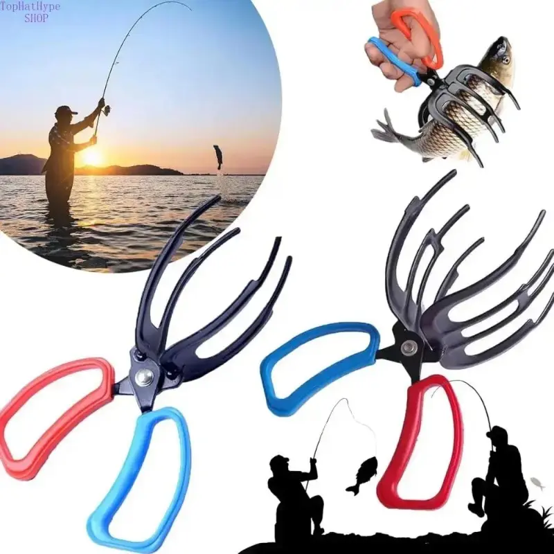 3 Claw Metal Fish Gripper Pliers Control Clamp Three Teeth Forceps Freshwater Fishing Catch Holding Tool Accessory