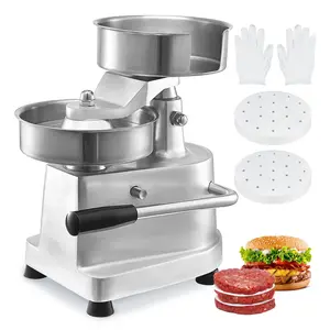 【DealsForYouDays】VEVOR Commercial Burger Patty Maker, 150mm/6inch Hamburger Beef Patty Maker, Heavy Duty Food-Grade Stainless Steel Bowl Burger Press Machine, Kitchen Meat Forming Processor with 1000 Pcs Patty Papers