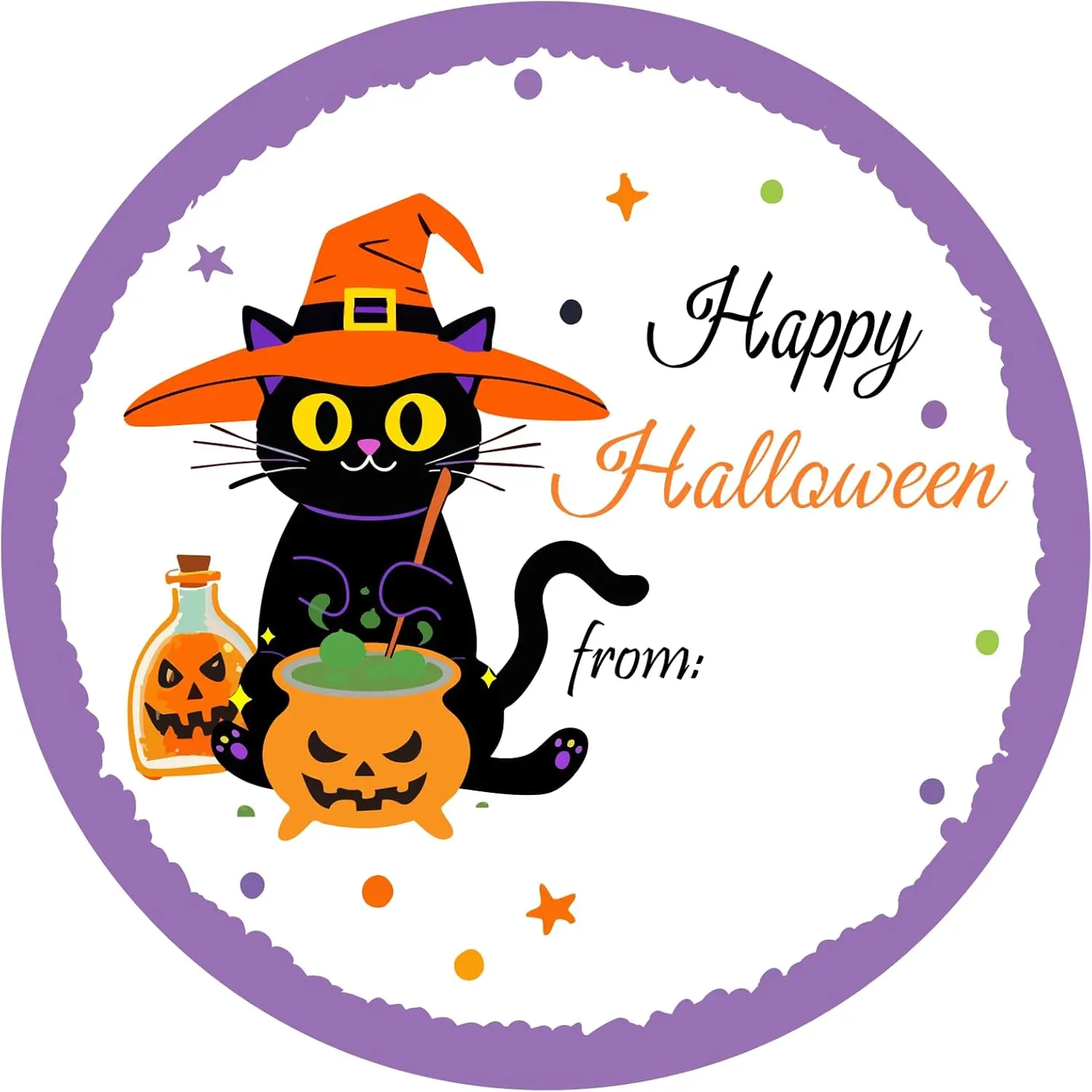 60-Count Vinyl Peel-Easy 2-Inch Alchemy Tag Halloween Stickers, Office Label Supplies for Goodie Bags, Halloween Party Decorations