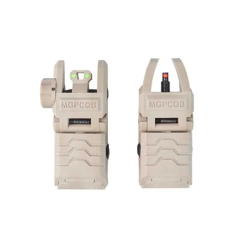 Tactical Folding Backup Mechanical Sights Buis Fiber Optic Front Rear Sight Set, Tool-Free Windage & Elevation Adjustment, Outdoor Shooting Gear