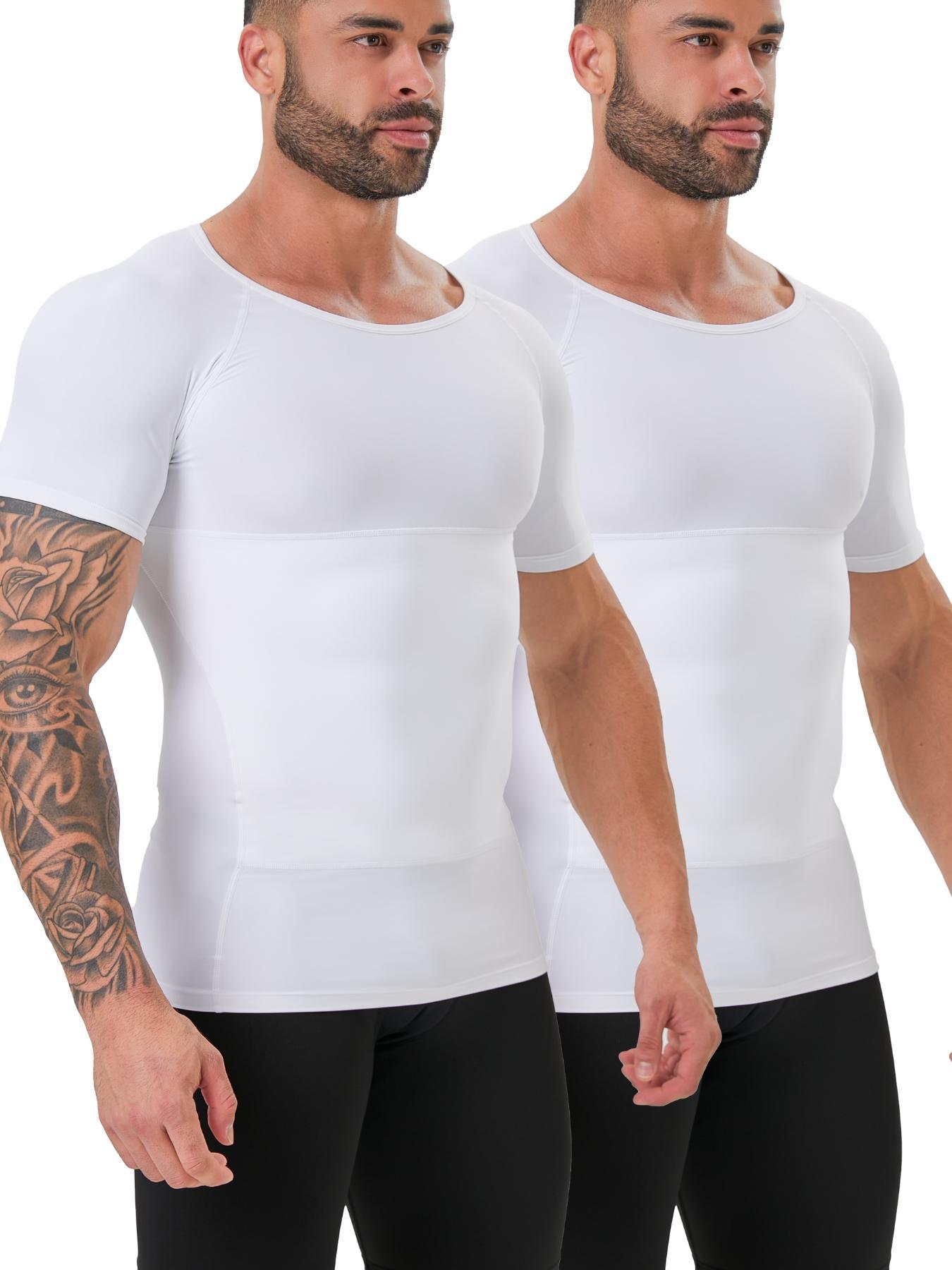 Men's Solid Color Compression Shapewear Tee, Breathable Comfortable High Stretch Shaper T-shirt for Daily Wear, Men's Shapewear Top for All Seasons, Shapewear Body Sculpting