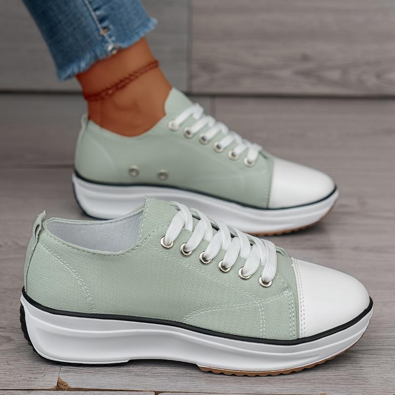 Short Stout Sneaker Women: Non-Slip, Lace-up, Casual Running Shoes, Platform Footwear White for Girls Closure